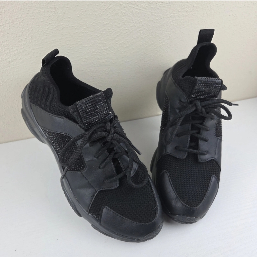 Madden‎ NYC Women’s Size 9 Black Rhinestone Athletic Sneakers Lace Up Shoes